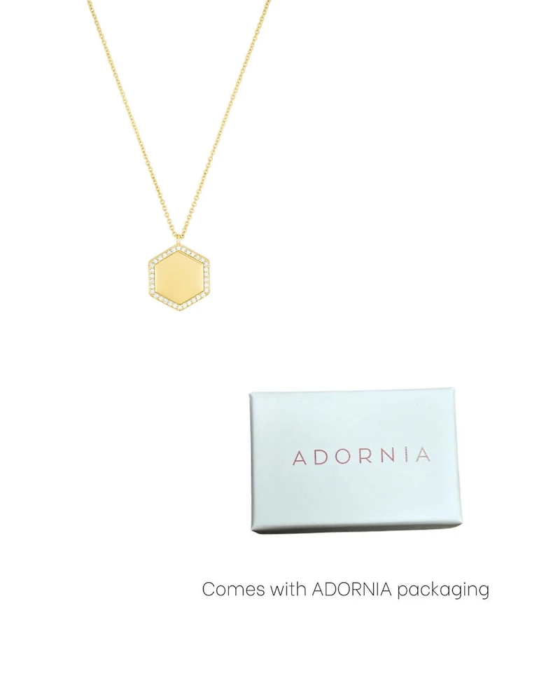 Adornia Gold Adjustable Cubic Zirconia Pave Hexagon Pendant Necklace