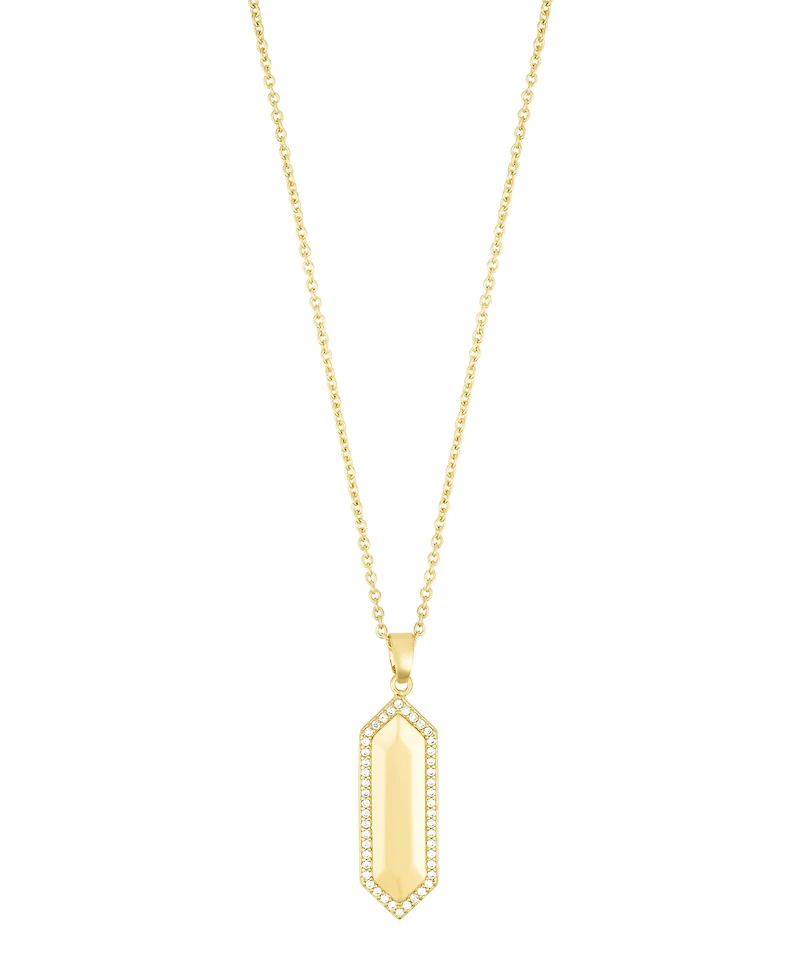 Adornia Gold Adjustable Cubic Zirconia Elongated Pave Hexagon Necklace