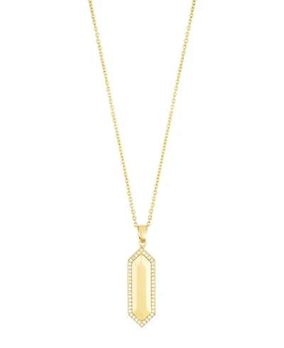 Adornia Gold Adjustable Cubic Zirconia Elongated Pave Hexagon Necklace