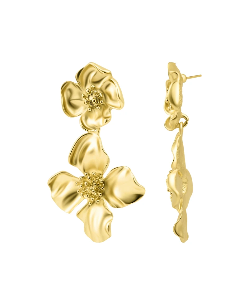Adornia Gold Flower Drop Earrings