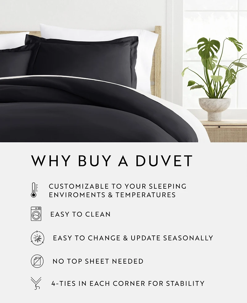 ienjoy Home Double Brushed Solid Duvet Cover Set