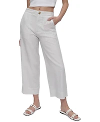 Dkny Jeans Women's Cropped Wide-Leg Linen Pants