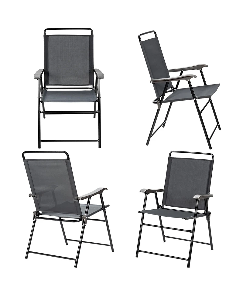 Gymax Set of 4 Folding Patio Chair Portable Sling Chair Yard Garden Outdoor