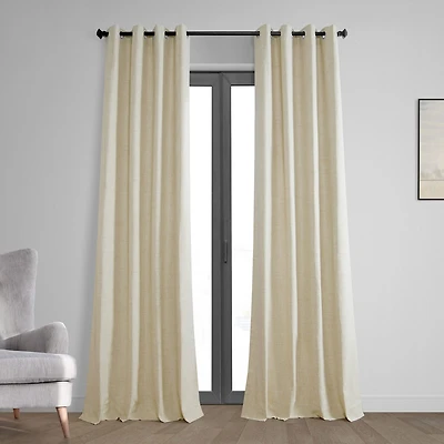 Half Price Drapes Natural Light Beige Grommet Thermal Cross Linen Weave Blackout Curtain