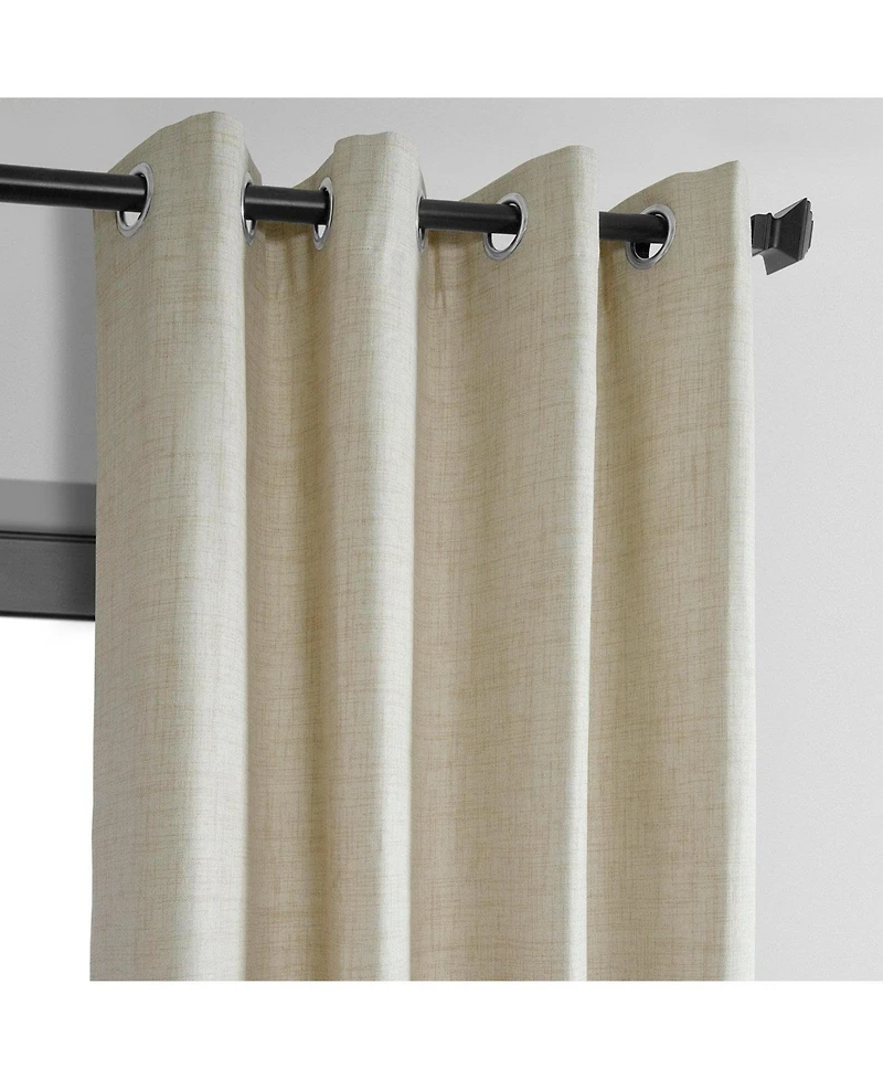 Half Price Drapes Natural Light Beige Grommet Thermal Cross Linen Weave Blackout Curtain