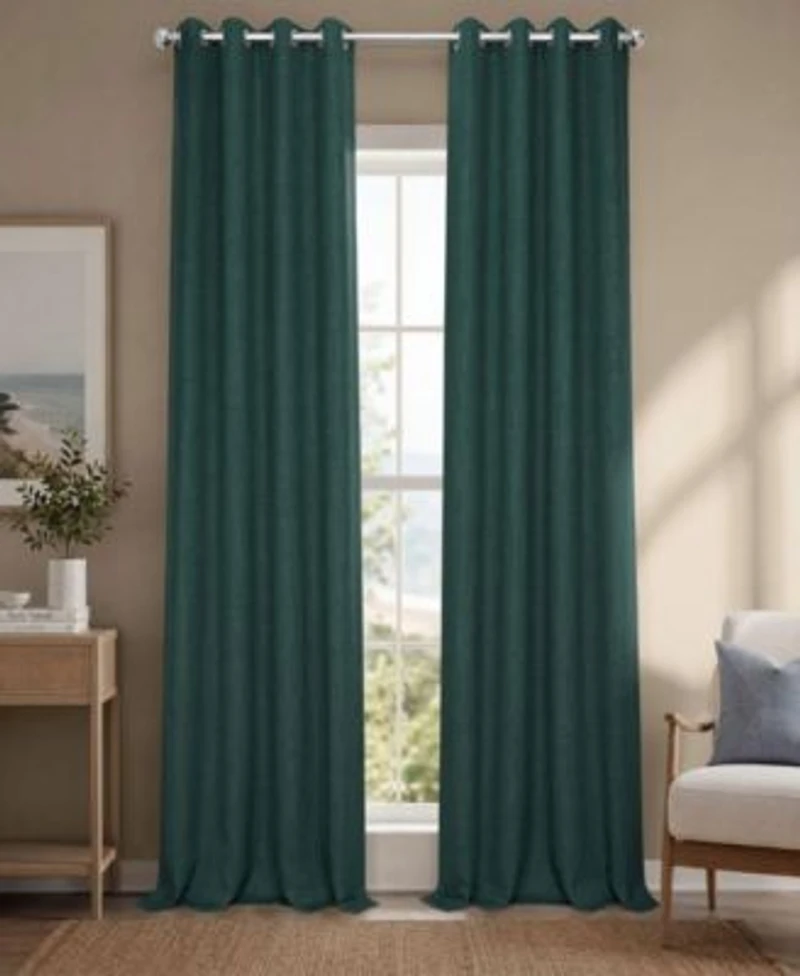 Half Price Drapes Grommet Textured Faux Linen Room Darkening Curtain