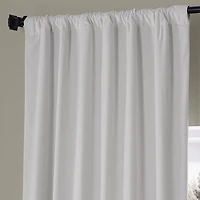 Half Price Drapes Misty White Signature Plush Velvet Hotel Blackout Curtain