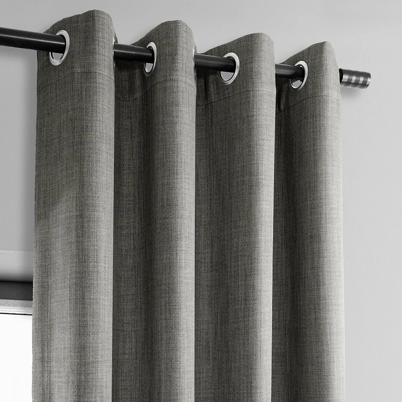 Half Price Drapes Grommet Textured Faux Linen Room Darkening Curtain