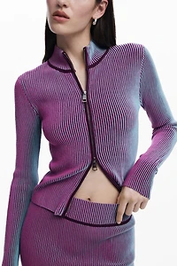 Desigual Women's Vertical striped zipper cardigan