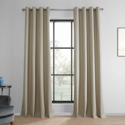 Half Price Drapes Light Beige Grommet Performance Linen Hotel Blackout Curtain