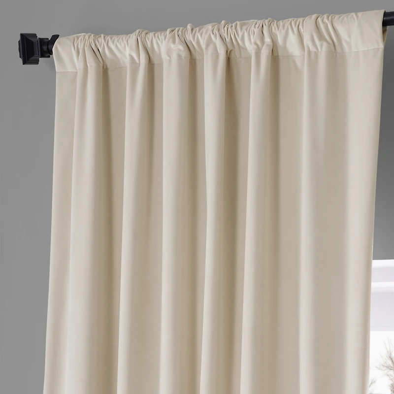 Half Price Drapes Diva Cream Signature Plush Velvet Hotel Blackout Curtain