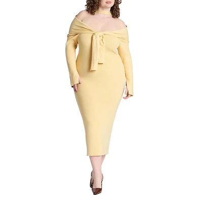 Eloquii Women's Sweater Dress With Tie