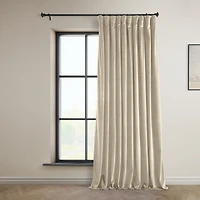 Half Price Drapes Angora Beige Extra Wide Signature Plush Velvet Hotel Blackout Curtain