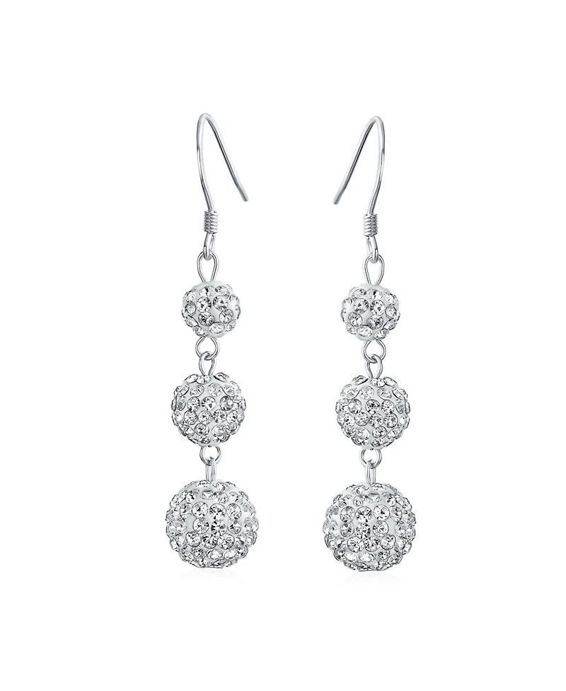 Bling Jewelry Multi Color Crystal Pave Disco Balls Dangle Earrings in Sterling Silver