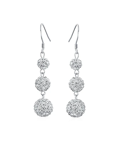 Bling Jewelry Multi Color Crystal Pave Disco Balls Dangle Earrings in Sterling Silver