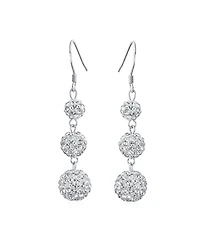 Bling Jewelry Multi Color Crystal Pave Disco Balls Dangle Earrings in Sterling Silver