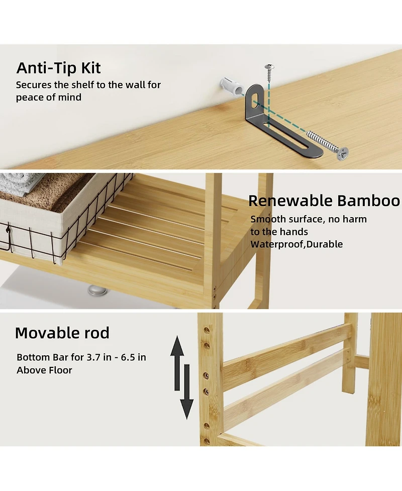 Unho Freestanding Bathroom Space-saver Storage Cabinet Over The Toilet Storage Shelf