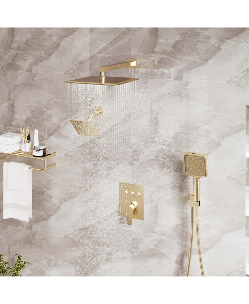 Mondawe 3-Function Dual Shower Head Pressure-balanced System with 4 Sprays Handheld