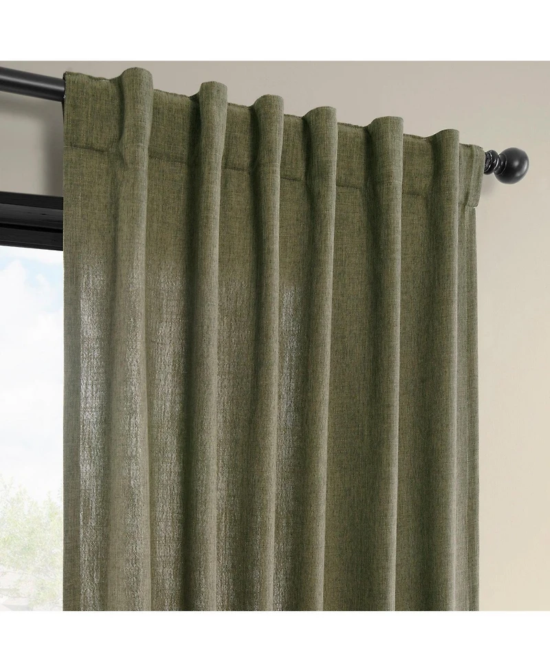 Half Price Drapes Khaki Green Simply Faux Linen Light Filtering Curtain Pair (2 Panels)