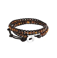Bling Jewelry Wrap Bracelet Two Tone Multi Strand with Tiger Eye & Black Onyx Beads