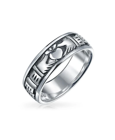 Bling Jewelry Celtic Claddagh Band Silver Ring Couples Oxidized Sterling