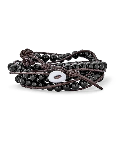 Bling Jewelry Wrap Bracelet Two Tone Multi Strand with Tiger Eye & Black Onyx Beads