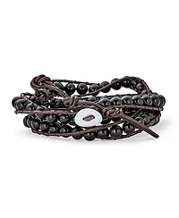 Bling Jewelry Wrap Bracelet Two Tone Multi Strand with Tiger Eye & Black Onyx Beads