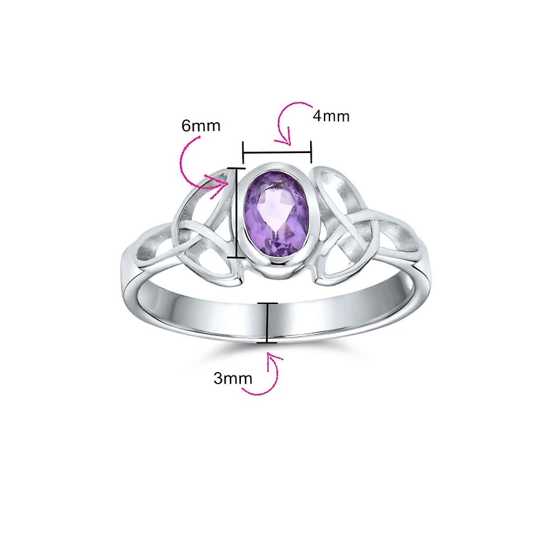 Bling Jewelry Delicate Oval Natural Stone Bff Sorority Sister Promise Trinity Celtic Knot Ring Thin Band Sterling Silver