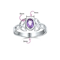 Bling Jewelry Delicate Oval Natural Stone Bff Sorority Sister Promise Trinity Celtic Knot Ring Thin Band Sterling Silver