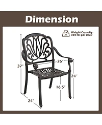 Gymax Pieces Cast Aluminum Chairs Set of 2 Stackable Patio Dining Chairs w/ Armrests