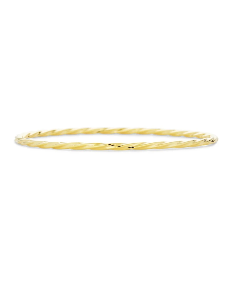 Bling Jewelry Thin Stacking Twist Single Bangle Bracelet Yellow Gold Plated Brass