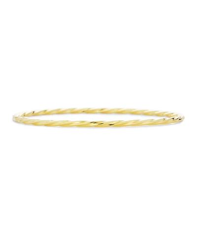 Bling Jewelry Thin Stacking Twist Single Bangle Bracelet Yellow Gold Plated Brass