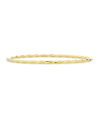 Bling Jewelry Thin Stacking Twist Single Bangle Bracelet Yellow Gold Plated Brass