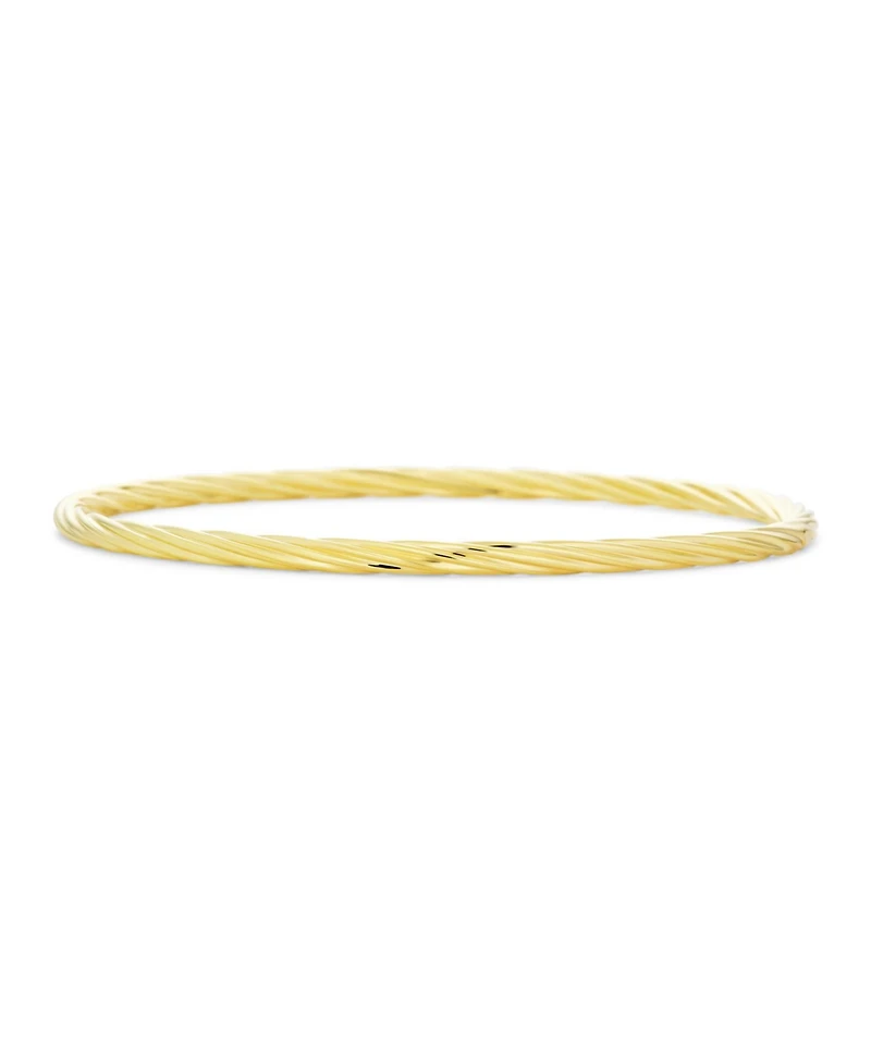 Bling Jewelry Thin Stacking Twist Single Bangle Bracelet Yellow Gold Plated Brass