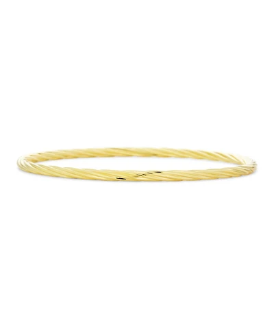 Bling Jewelry Thin Stacking Twist Single Bangle Bracelet Yellow Gold Plated Brass