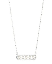 Adornia Adjustable Cultivated Pearl Pave Bar Necklace