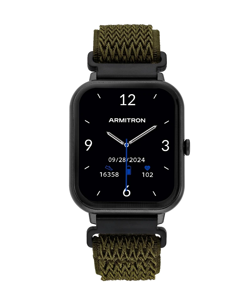 Armitron Connect Eclipse Dark Green Woven Elastic Smartwatch, 45mm