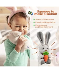Sperric Easter Baby Plush Bunny Holding Carrot - Plush Bunny Sensory Easter Decorations Toy for Newborns and Infants Plushie Easter Toys