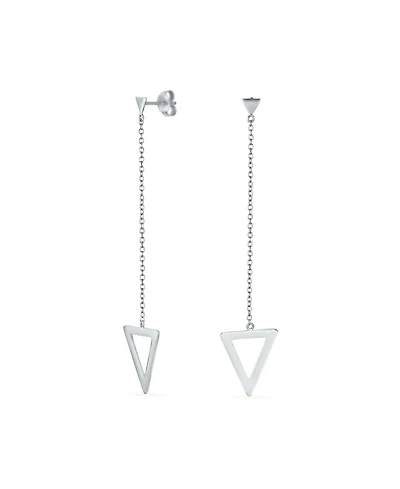 Bling Jewelry Minimalist Geometric Dangle Earrings 14K Gold Plated Sterling Silver Triangle Design