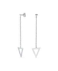 Bling Jewelry Minimalist Geometric Dangle Earrings 14K Gold Plated Sterling Silver Triangle Design
