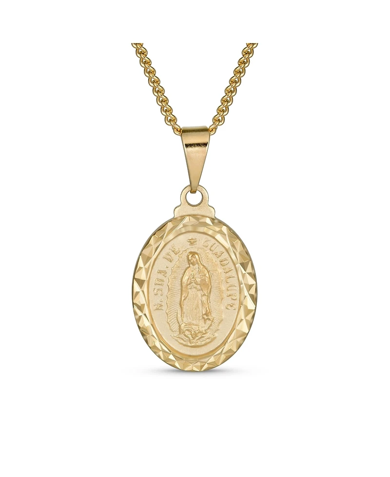 Bling Jewelry Our Lady Of Guadalupe Virgin Mary Oval Medal Medallion Pendant Necklace Yellow Gold Plated Brass