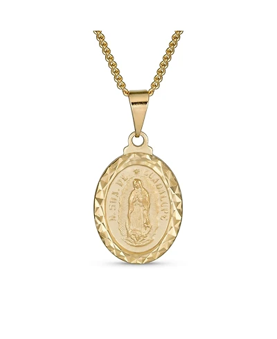 Bling Jewelry Our Lady Of Guadalupe Virgin Mary Oval Medal Medallion Pendant Necklace Yellow Gold Plated Brass