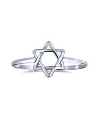 Bling Jewelry Minimalist Silver Ring with Star of David Judaic Knuckle Band Sterling