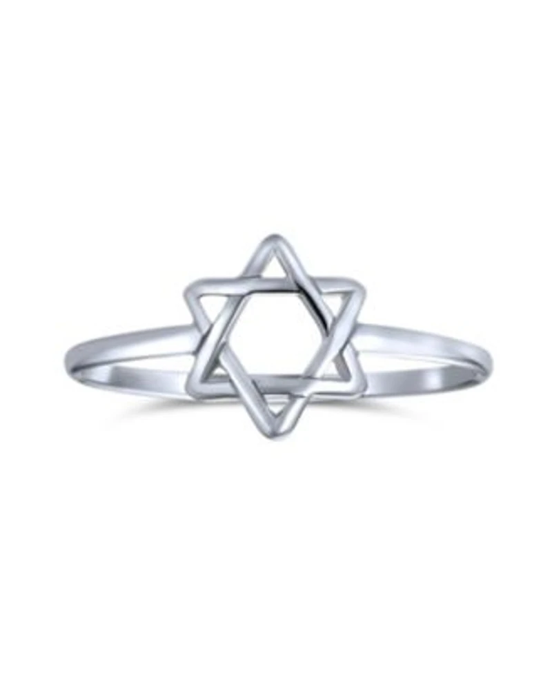 Bling Jewelry Minimalist Silver Ring with Star of David Judaic Knuckle Band Sterling