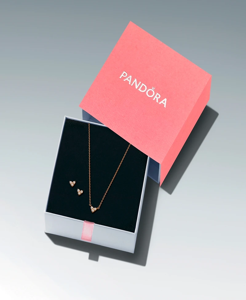 Pandora Gold Plated Triple Stone Heart Gift Set