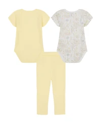 Calvin Klein Baby Girls 3-Piece Floral Pointelle Bodysuits and Leggings Set