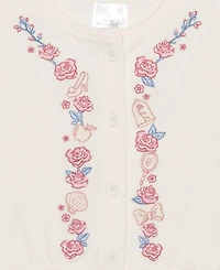 Disney Toddler and Little Girls Princess Roses Short Sleeve Sweater