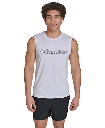 Calvin Klein Men's Logo Sleeveless Swim Rash Guard
