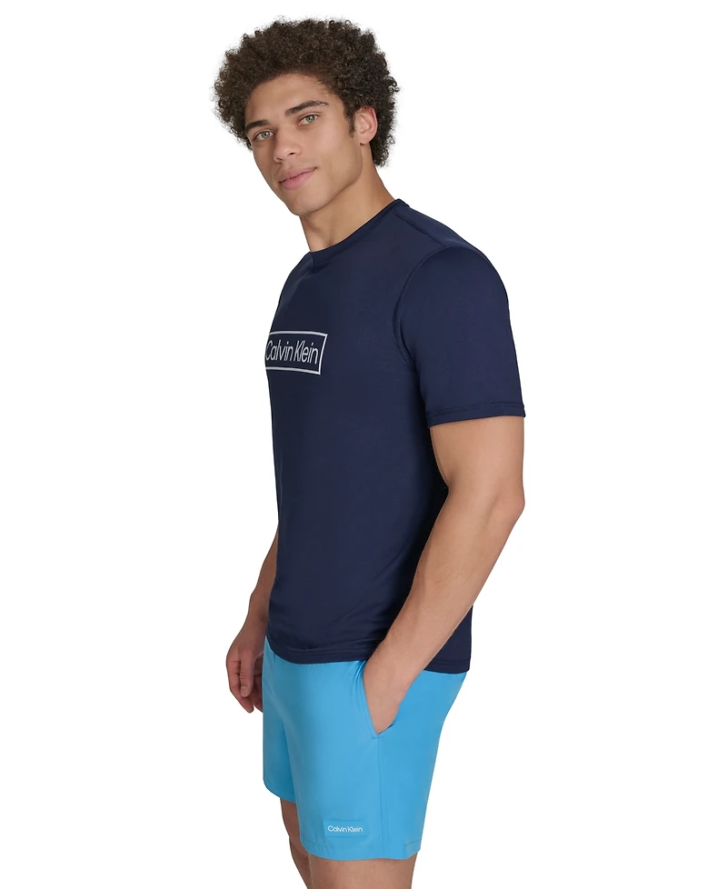 Calvin Klein Men's Logo Short-Sleeve Swim Rash Guard