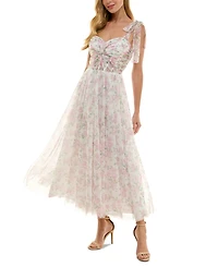 Juniors' Twist-Front Shoulder-Tie Midi Dress